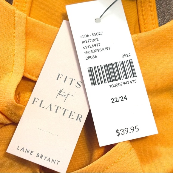 NWT Lane Bryant Yellow Halter Top Keyhole Neckline Tank Top Stretchy Size 22/24 - Picture 5 of 7